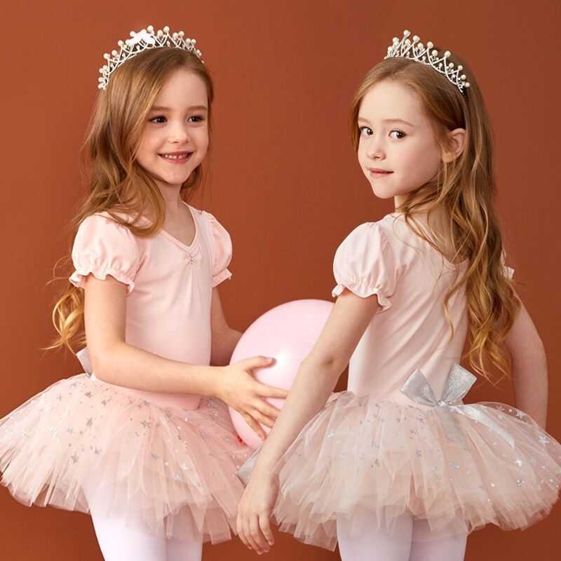 LY Girls Ballet Dance Clothing Ballet Dress Ballet Outfit Short-Sleeved One-Piece Dance Practice Cl