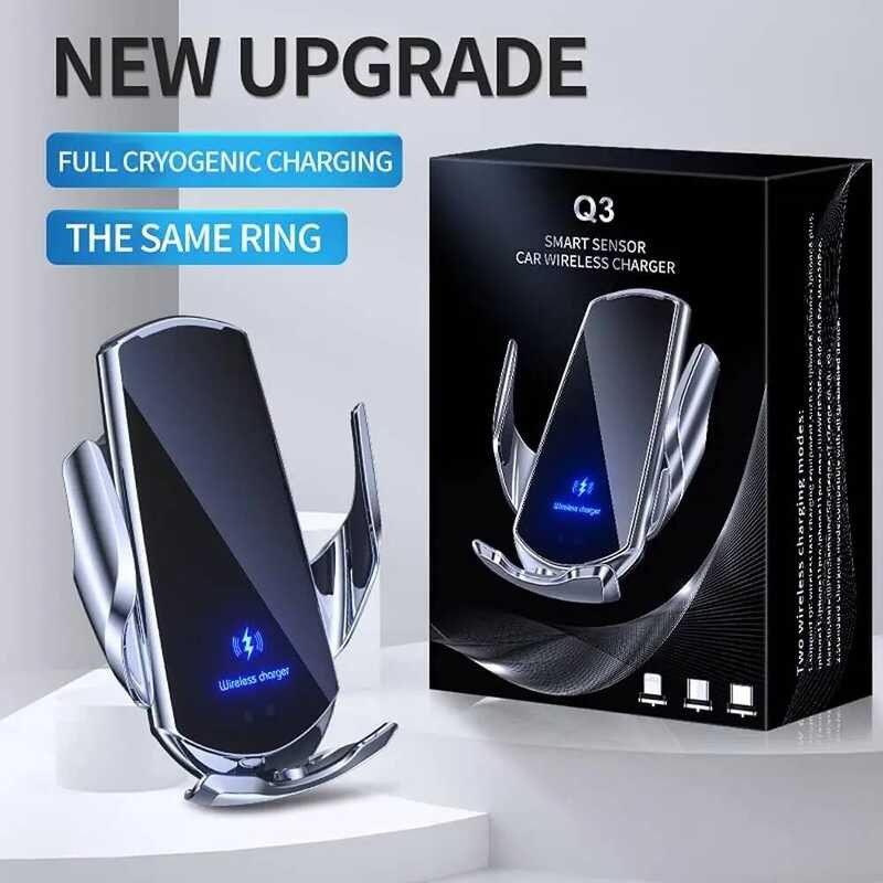 ▥ Q3 Smart Sensor โทรศัพท์ไร้สาย Charger 15W Fast CHARGING Auto-Clamping ผู้ถือโทรศัพท์รถยนต์สํ