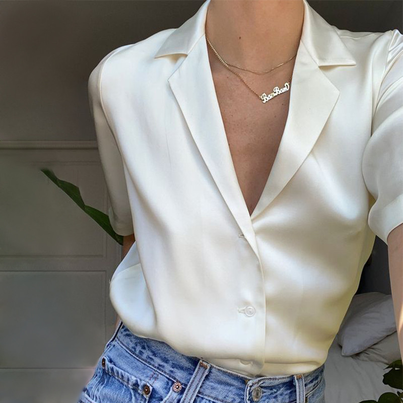 ♞ชุดเสื้อคอปกแขนสั้น เสื้อคาร์ดิแกนเนื้อซาติน เสื้อป้องกันแสงแดด เสื้อหลวม ฤดูร้อน 2024 AGD