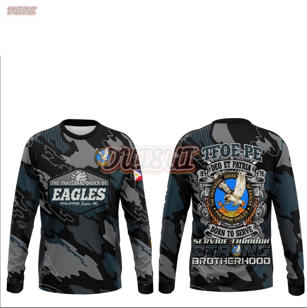 2025 เสื้อยืดยาว 3 มิติสําหรับ The Froother Order of Eagles (Philippine Eagles) -รูปแบบสีเขียวเข้มพร
