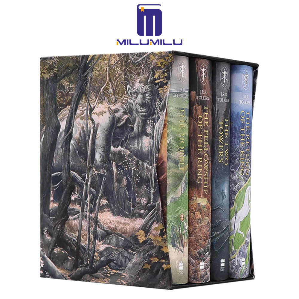 4 ชิ้น The Hobbit & The Lord of The Rings Box Set: Illustrated Edition ปกแข็ง – Illustrated By J. ร.