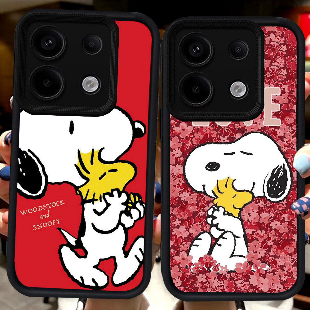 ปลอกสีดําสําหรับ Xiaomi Redmi POCO 13C หมายเหตุ 13 13T X6 Neo M6 Pro Plus 5G H87 Snoopy