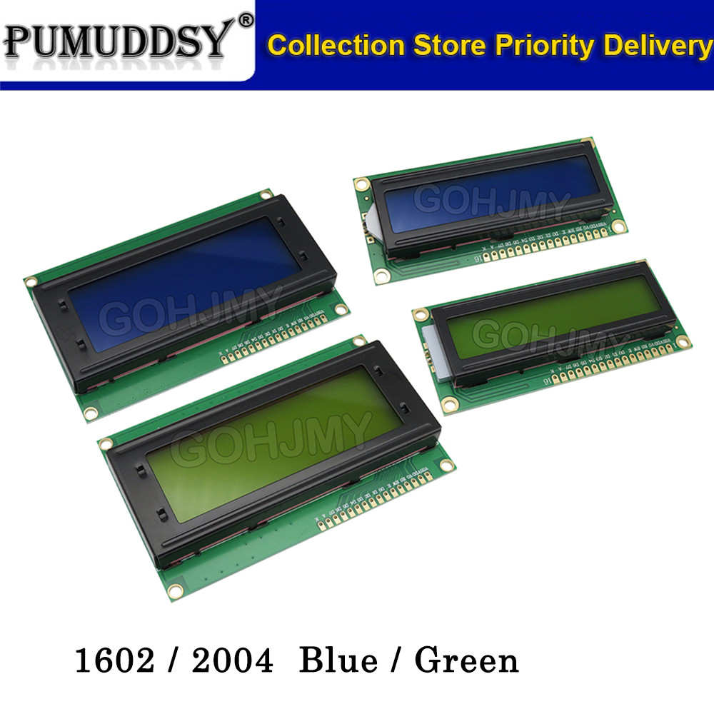 จอแสดงผล LCD LCD LCD1602 LCD2004 1602 2004 16X2 20X4 5V ตัวอักษรสีเขียว/สีฟ้าหน้าจอแบ็คไลท์สําหรับ a