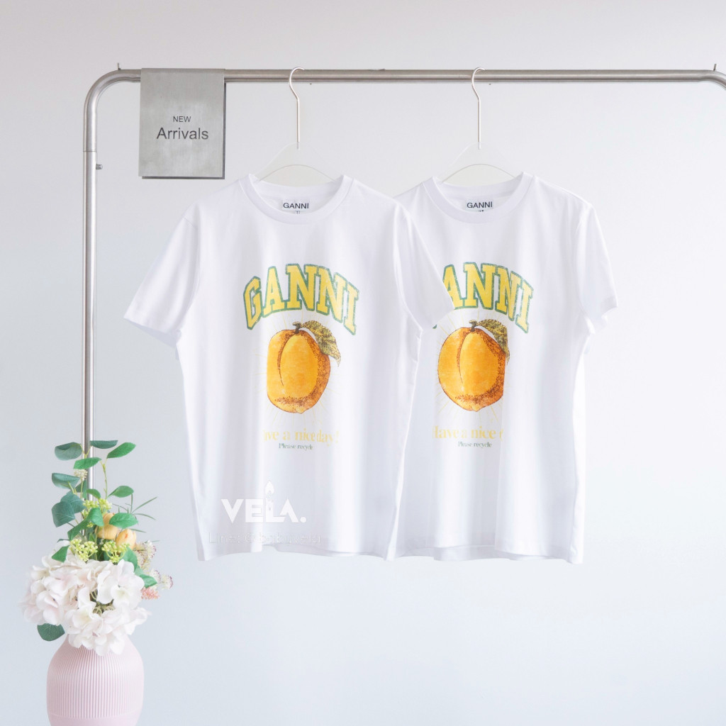 ♞️ พร้อมส่ง ️Ganni W Relaxed Peach T-Shirt (White) แท้% RDH