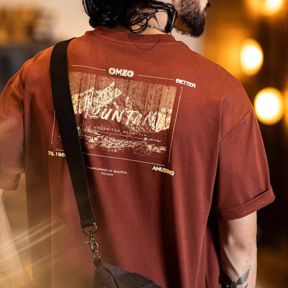 Wuluwear ฤดูร้อน Cool Feeling Ice หนังพิมพ์เสื้อยืดแขนสั้นผู้ชายอเมริกันหลวม Quick-Drying Top