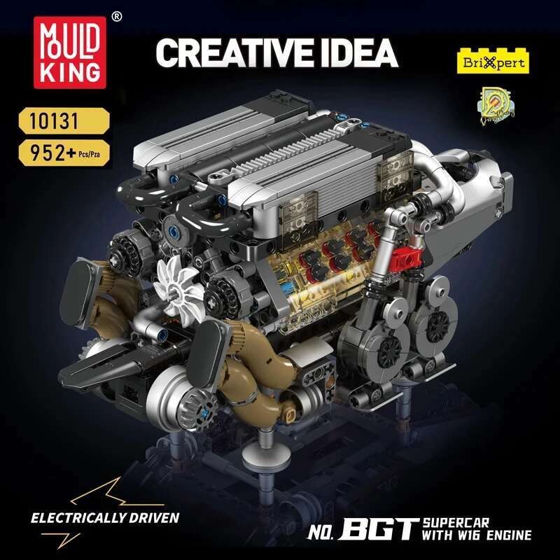 MOULD KING 10131 Technincal W16 Engine for BGT Supercar Building Block Set Assembly Car Brick DIY To