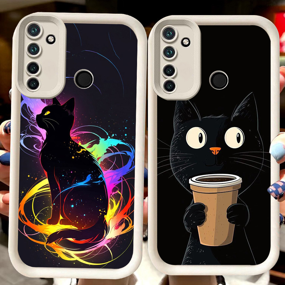 H2 แมวดําปลอกสีขาวสําหรับRealme Narzo 10A 5i 9i C75 7i 6i C17 C2s C2 5s 10 20A 5 14 14T 14X C71 C73