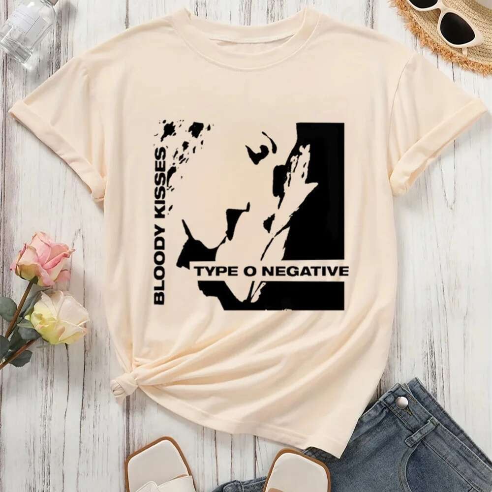 ประเภท o Negative tshirt สาวคลาสสิก Y2k ผู้หญิง Breathable tshirt Grunge Breathable ดิจิตอล kawaii h