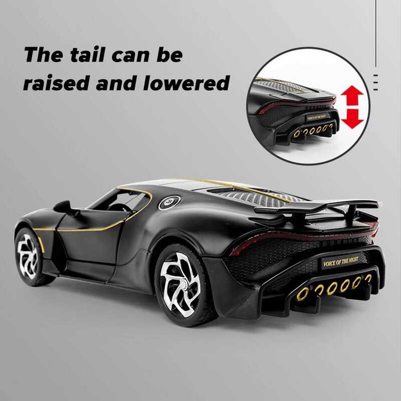 โมเดลรถของเล่นโลหะ ★ Diecast Bugatti La Voiture Noire ขนาด 1/24 สำหรับเด็กผู้ชาย ของขวัญสำหรับเ