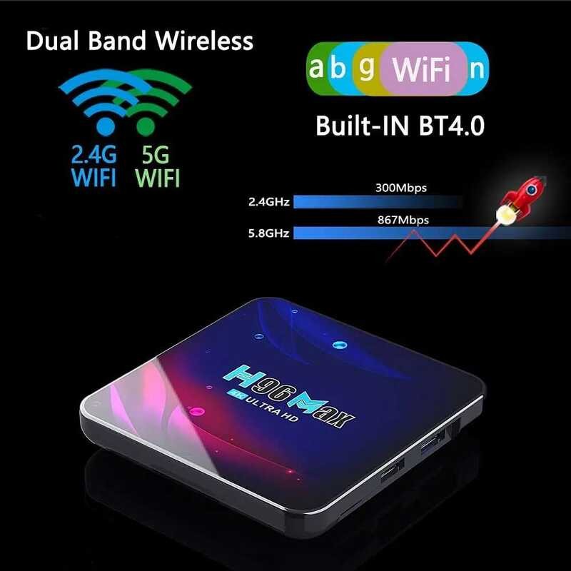 กล่องทีวีอัจฉริยะ ☢ 4K Android 11 H96 Max พร้อม Wifi 2.4G HD 4Gb RAM 32Gb ROM Wifi สำหรับ Netfl