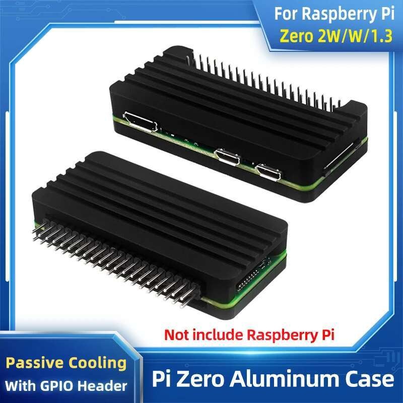 VN Raspberry Pi Zero 2 W อลูมิเนียม CNC รถหุ้มเกราะพร้อมฮีทซิงค์ GPIO Header Passive Cooling Case สําหรับ Pi Zero 2 W / W / 1.3