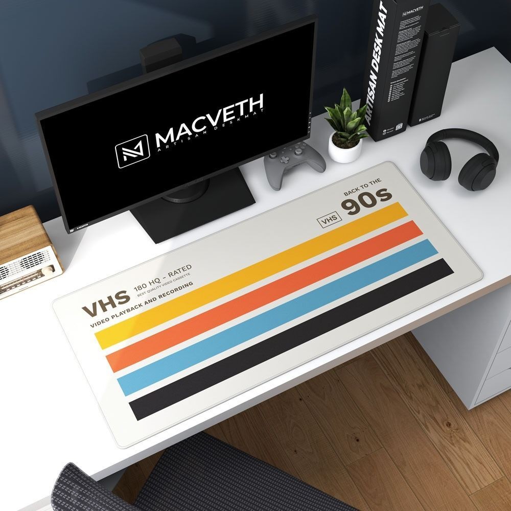 โต๊ะทํางาน Macveth Artisan | Videotape Mousepad | แผ่นรองเมาส์สําหรับเล่นเกมขนาดใหญ่แบบขยาย