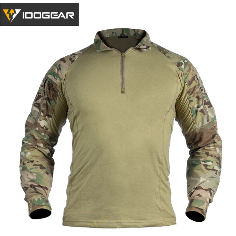 IDOGEAR เสื้อยุทธศาสตร์ G4 ต่อสู้หลายกระเป๋า YKK ซิปกลางแจ้ง Camo เสื้อแขนยาวยุทธศาสตร์ 3112
