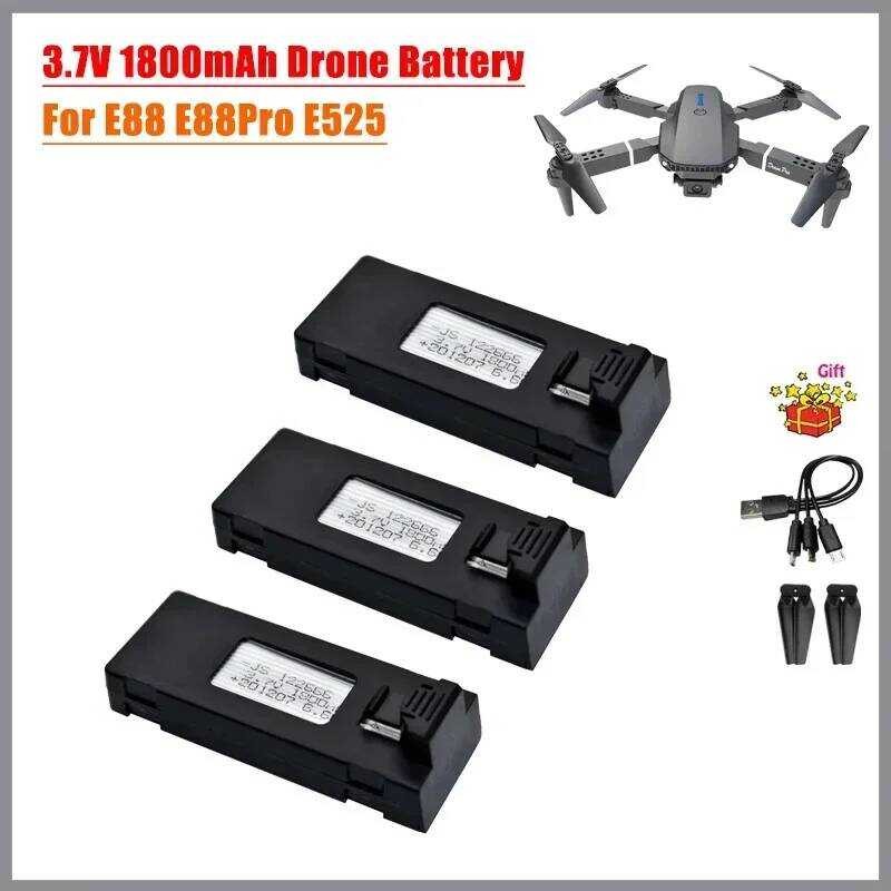 ▥ 3Pcs แบตเตอรี่ 3.7V 1800 Mah Original E88 แบตเตอรี่สําหรับ Drone E88pro E99 P1 K3 P10 A13 S98