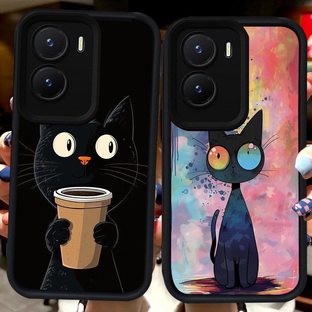 ปลอกสีดําสําหรับ VIVO Y15a Y75 Y55 Y35 Y56 iQOO 13 Z10 T4 Z9X Z9 Y22s Y16 Y15s Y22 Y01 5G Y01A H2 แม