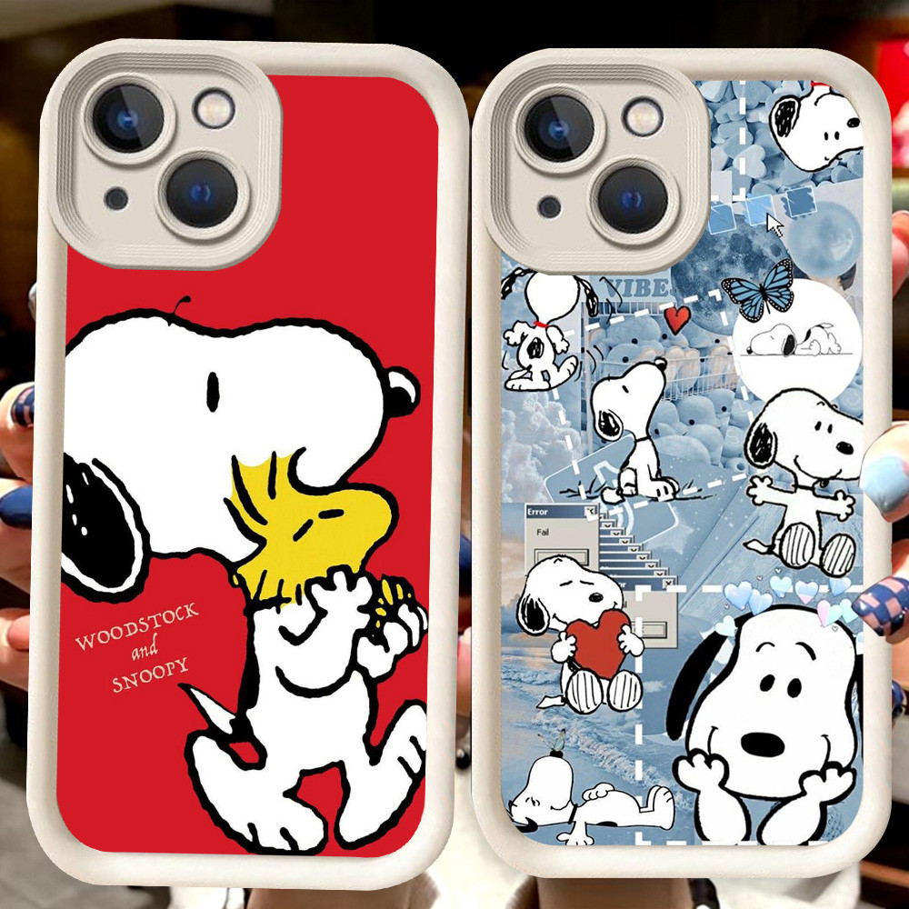 H87 Snoopy White Casing สําหรับ iPhone 6 7 6s 8 Plus 13 14 Pro Max