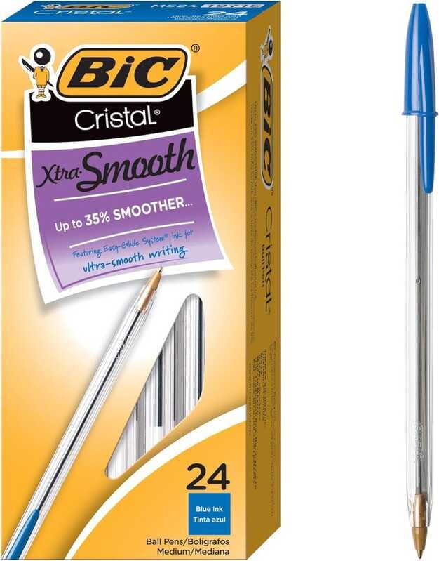 LY BIC Cristal Xtra Smooth Ballpoint Pen, Medium Point (1.0Mm), Blue, 10-Count