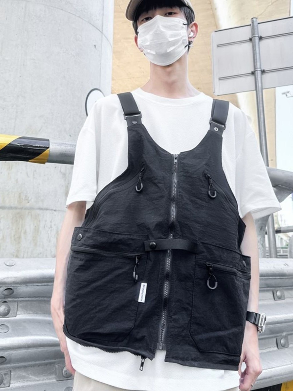 เครื่องมือ American Retro Multi-Pocket แขนกุดเสื้อกั๊กไนลอนเสื้อกั๊กกลางแจ้ง Functional Dual-ใช้ไหล่กระเป๋าแจ็คเก็ตกระเป๋ากลางแจ้ง