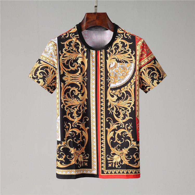 ♞เวอร์ซาเช่7512เสื้อยืดคอกลมลําลองพิมพ์ลายสไตล์ใหม่ผู้ชาย FTH