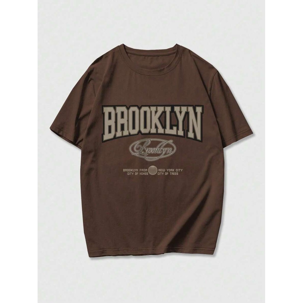 ROMWE MEN Prep เสื้อยืดลายตัวอักษรผู้ชาย โรงเรียน