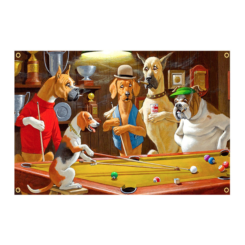 3Jflag 90x150 ซม.สุนัขเล่นบิลเลียดธงบิลเลียดคลับตกแต่งแขวนผนังตกแต่งวอลล์เปเปอร์ตกแต่งบ้านตกแต่ง (BU