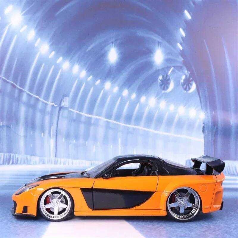 1:24 ☢ Fast And Furious Han's Mazda Rx-7 รถจำลองสูง โมเดลรถโลหะผสม ของเล่นเด็ก ของสะสมของขวัญ J