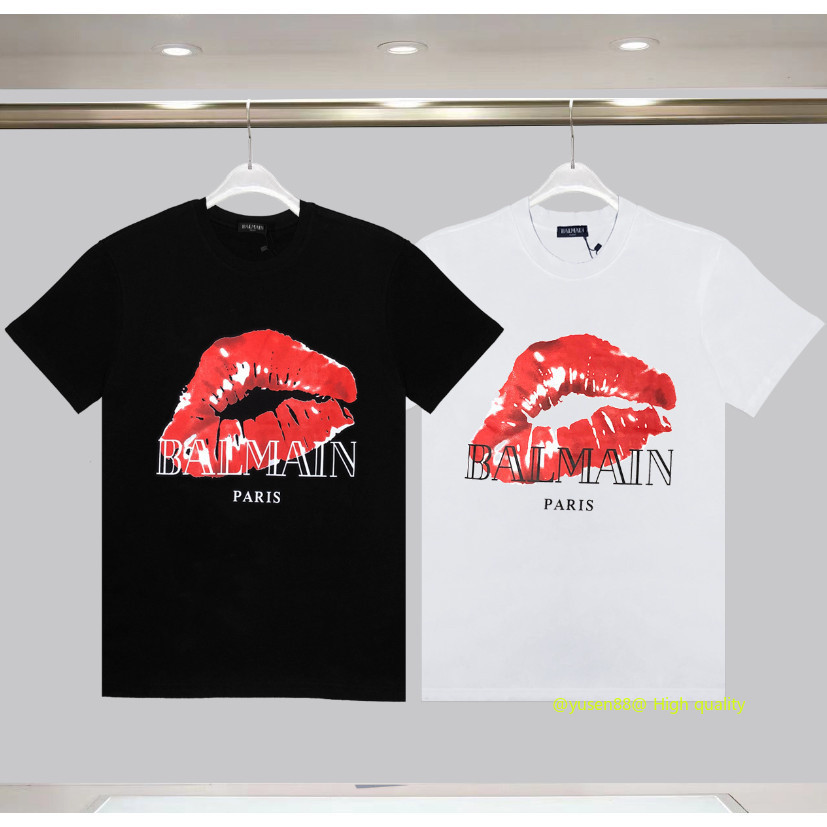 ♞*** Hot Sale ** รูปแบบใหม่ BMG Chest Print Labeling T-Shirt เสื้อยืดแขนสั้นคอกลมผ้าฝ้ายแท้ 2025