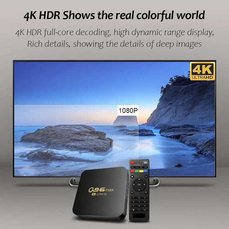 HONGTOP ☢ WIFI 4K Q96 MAX 2.4/5G เซ็ตท็อปบ็อกซ์ 10.0 เครื่องเล่นมีเดีย Android Quad Core กล่องส