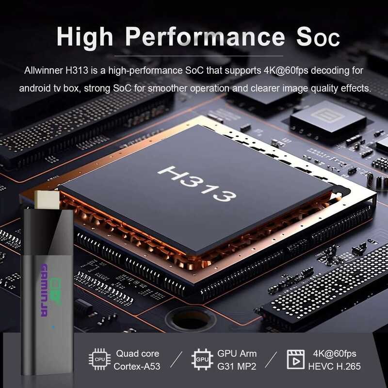 แท่งทีวี ★ GAMINJA Q6 Android 13.0 Quad Core Cortex A53 2Gb 16Gb รองรับ 4K H.265 2.4G&5G Wifi ★