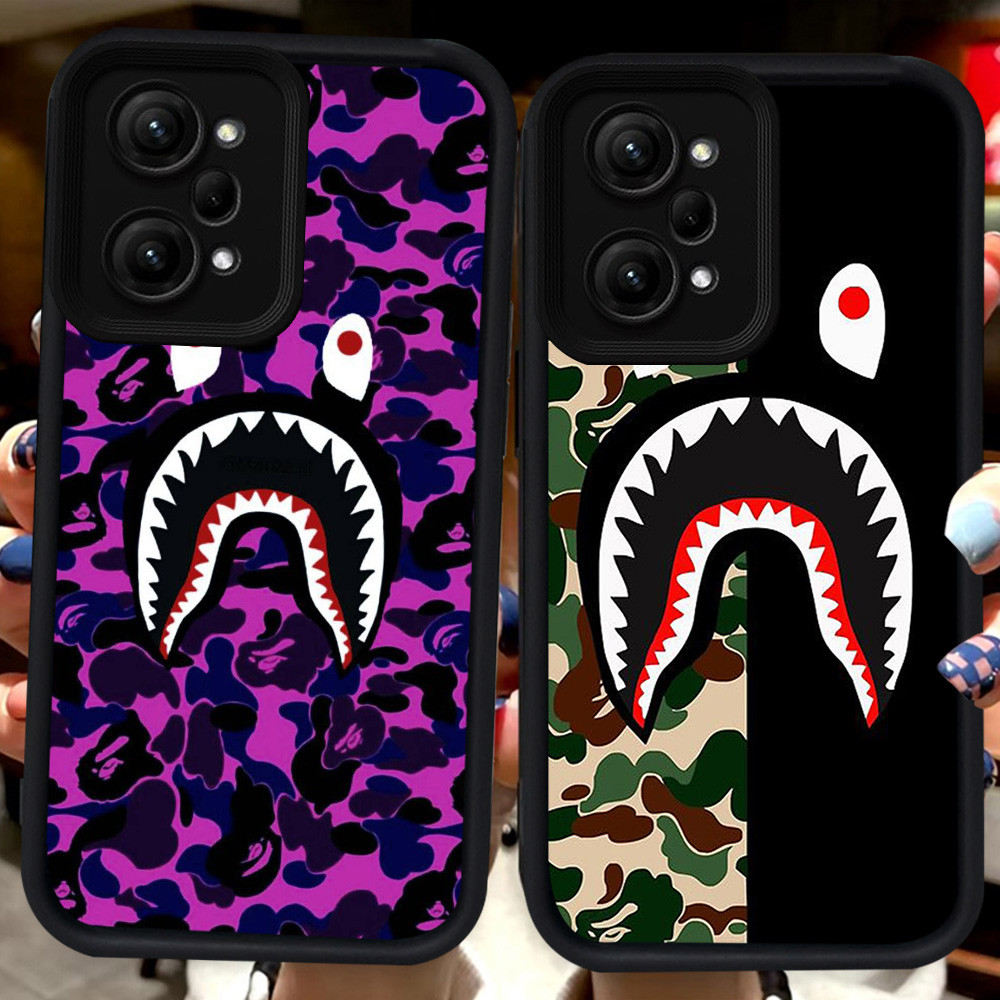 ปลอกสีดําสําหรับ Xiaomi Redmi POCO X5 หมายเหตุ 14 14T F5 12 F6 Pro 5G H118 Bape Shark