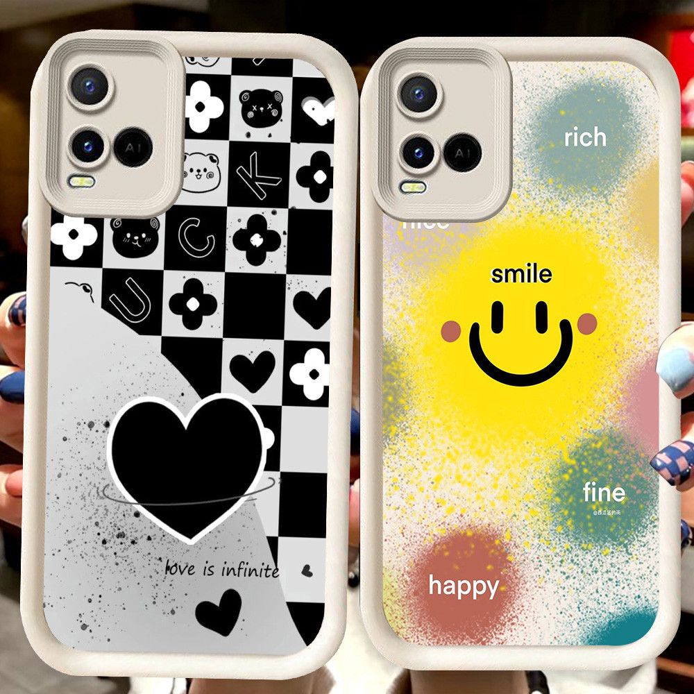 H43 Smiely สีขาวสําหรับ VIVO V30 Y21e Y02t V20 V21 Y21s V21E Y73 Y21 Y02 Y02S Y02a Y21t Y33E Y33s V3