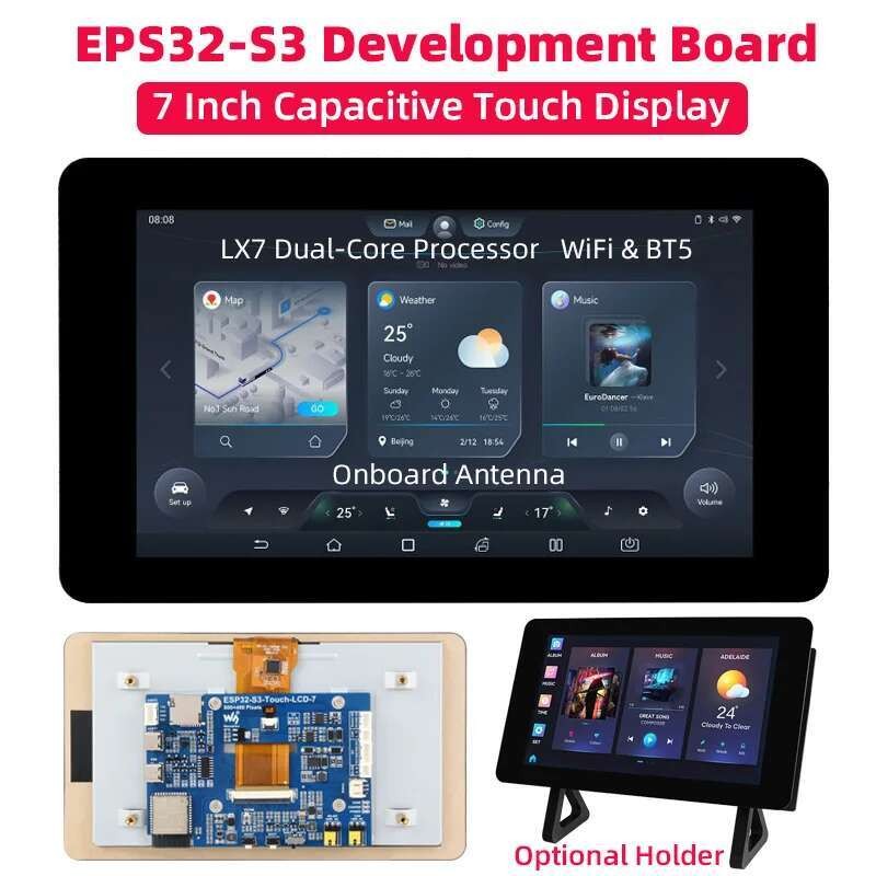 VN ESP32-S3 7 นิ้ว Touch Display Development Board 800480 Xtensa LX7 Dual-core โปรเซสเซอร์ 8M แฟลช WiFi BT5 สําหรับ GUI LVGL HMI ESP32
