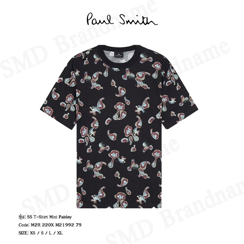 ♞,♘PS Paul Smith เสื้อยืดคอกลม รุ่น SS T-Shirt Mini Paisley Code: M2R 220X M21992 79 WHF