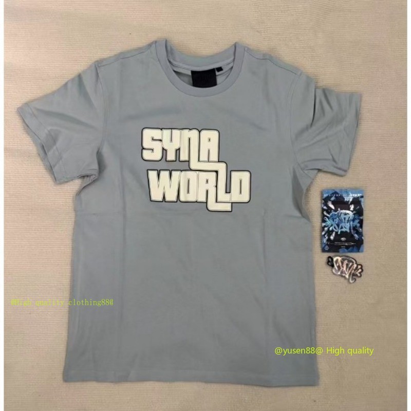 ♞ขายร้อนสไตล์ใหม่ DSY Synaw Lettertail พิมพ์ผ้าฝ้ายเสื้อยืดแขนสั้น Street Hip-Hop หลวมรอบคอ Top T @