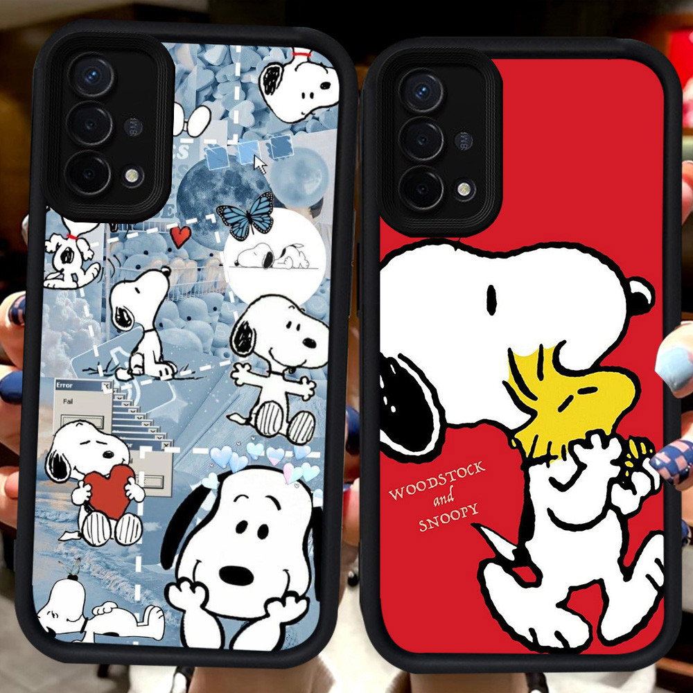 ปลอกสีดําสําหรับ OPPO F17 Pro A35 A93 A15 Reno 4F A15s A16E A54 4 Lite A16K H87 Snoopy