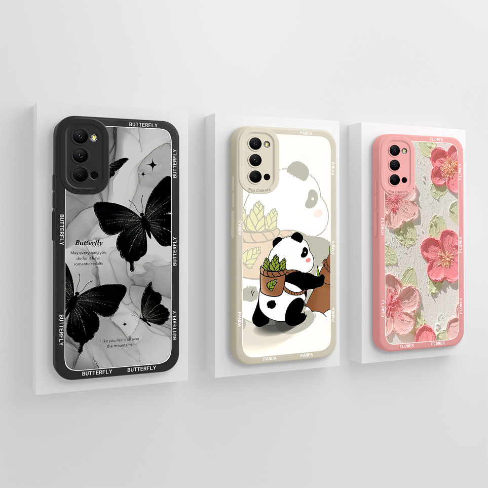 สําหรับOppo Reno4 4G 5Gเคสโทรศัพท์ยอดนิยมผีเสื้อกรณีSoft Pandaซิลิโคนเปลือกป้องกันสําหรับReno 4 สําหรับOppoReno4 ปกหลังCapa Housingกันชนกระเป๋าโทรศัพท์