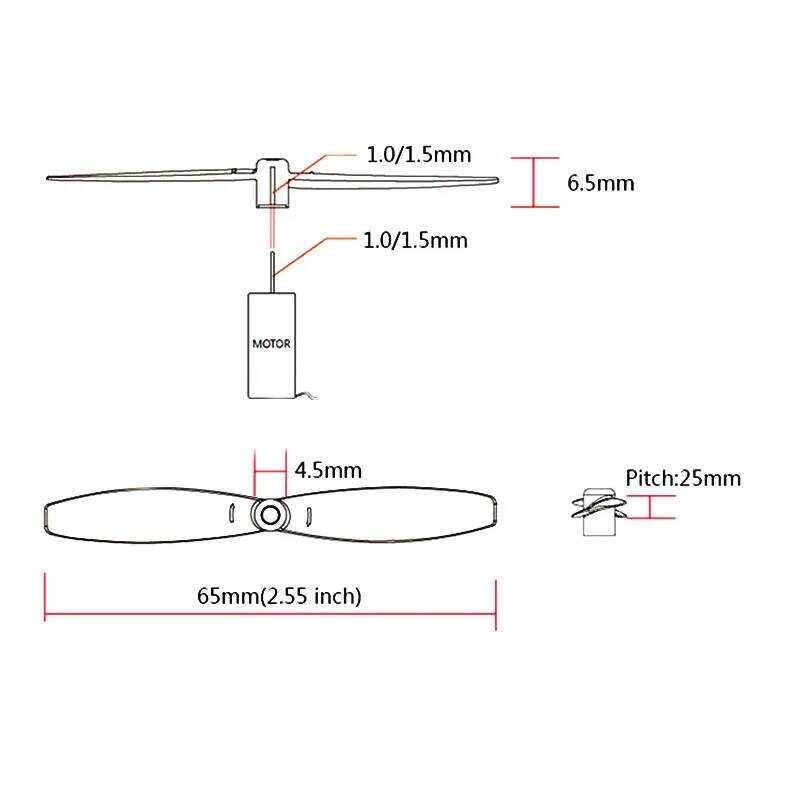 ▥ 20ชิ้น/10คู่ Ldarc 65มม. ใบพัด2ใบ CW Ccw 1.0มม. รูยึดสำหรับ720 8520แปรง Coreless Motor RC