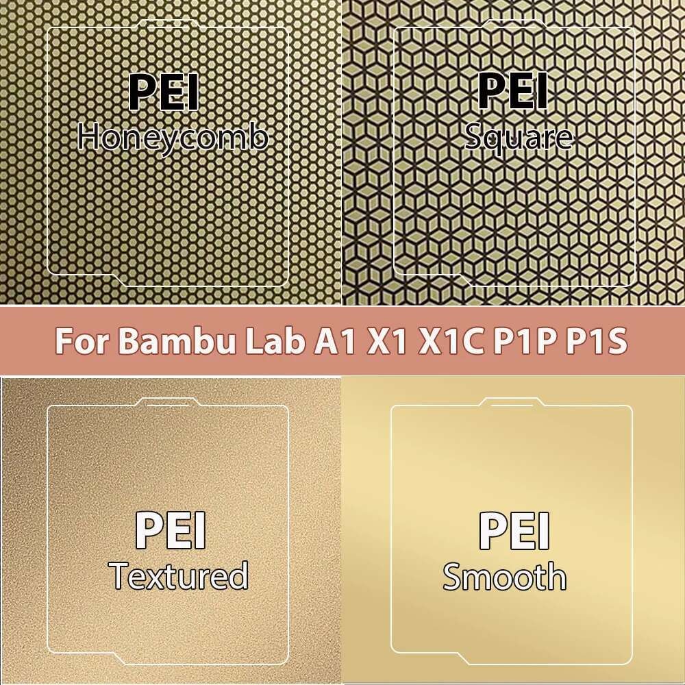 Bambulab สร้างแผ่น 257x257 ฤดูใบไม้ผลิเหล็กแผ่น Peo H1H Pey A1 X1C P1S Bambu Pei สร้าง 3d เครื่องพิมพ์ไม้ไผ่ Lab แผ่น