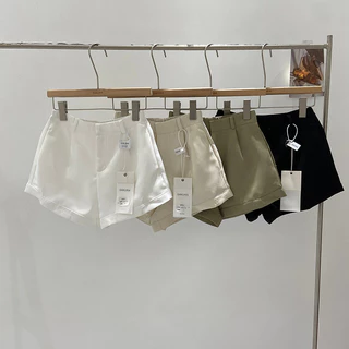 Solovely S-6XL พลัสไซส์ ผู้หญิง สไตล์เกาหลี มินิมอล เอวสูง ลำลอง สีพื้น กางเกงขาสั้น