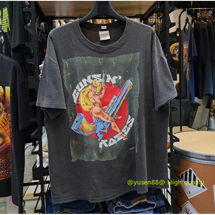 ♞,♘,♙ใหม่ Gun Flower Guns N Roses Gun และ Rose 1992 Tour Heavy vintage Retro เสื้อยืดแขนสั้น 2025