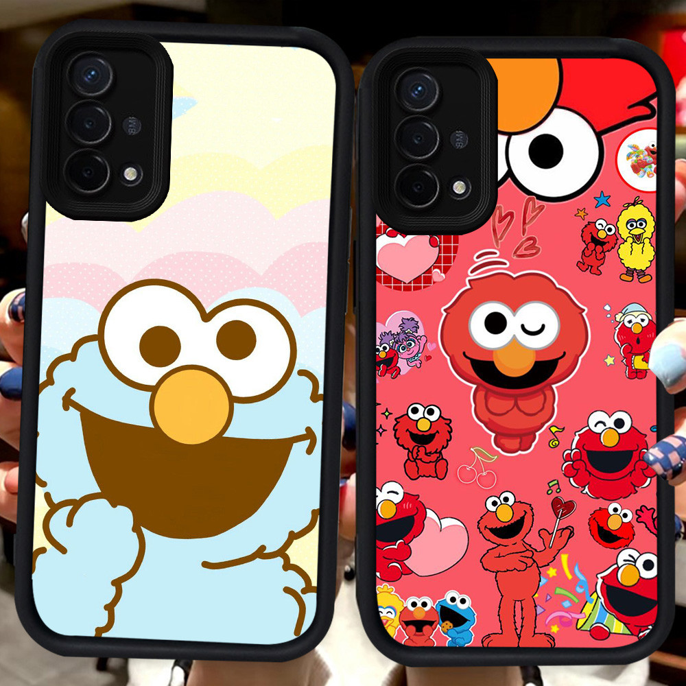 ปลอกสีดําสําหรับ OPPO F17 Pro A35 A93 A15 Reno 4F A15s A16E A54 4 Lite A16K H114 Sesame Street Elmo