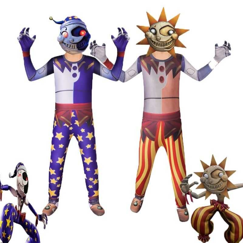 LY Sundrop And Moondrop FNAF Cosplay Costume Kids Anime Jumpsuit Horror Halloween Christmas Birthda