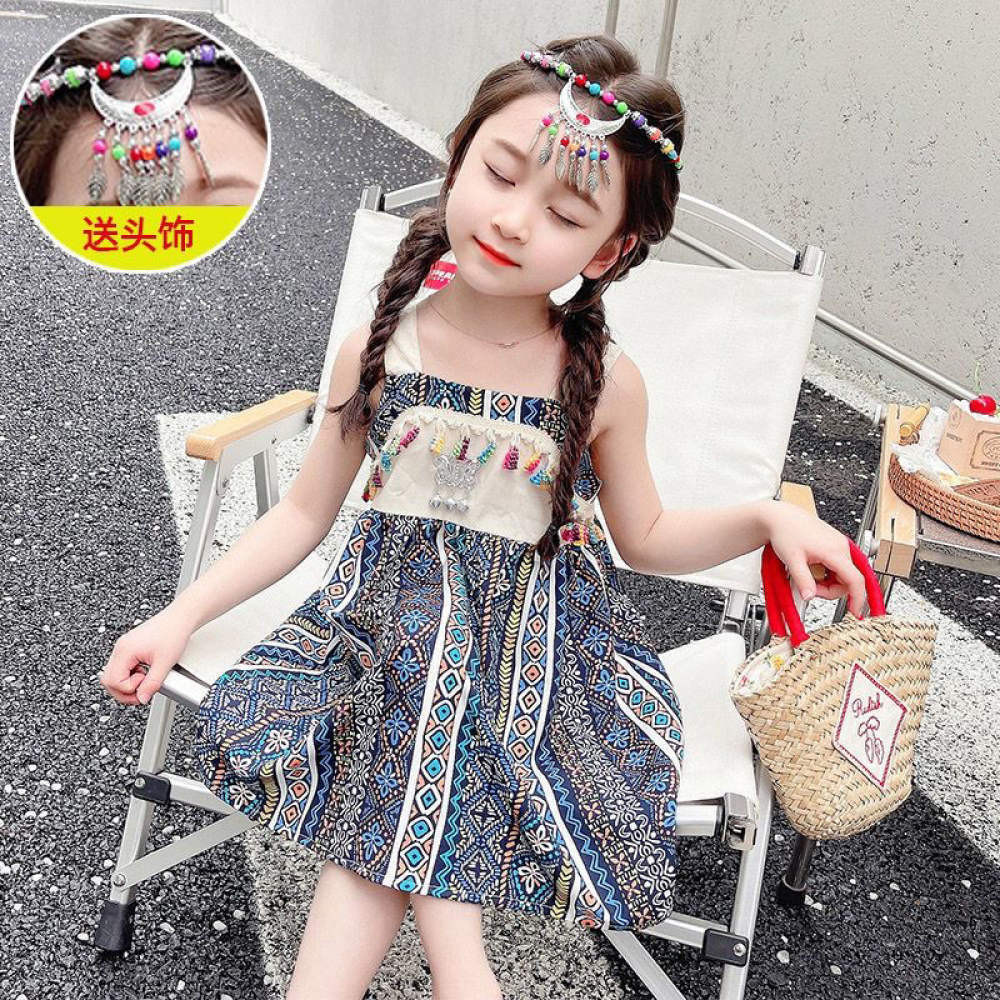 เสื้อผ้าเด็กสําเร็จรูปสาวชุดแขวนฤดูร้อนสไตล์ชาติพันธุ์ชุด ฮันฟู สาวชุด - รูปที่ 7