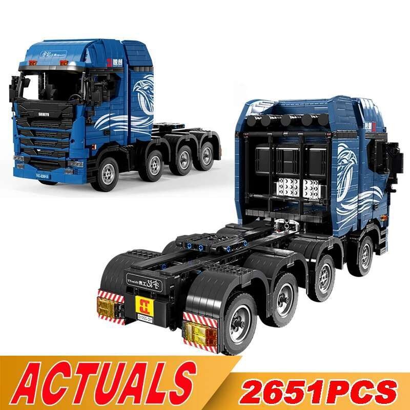 Technical MOC Engineering Tractor Truck Trailer Model Building Blocks Trailer Model MOC-2475 Bricks 