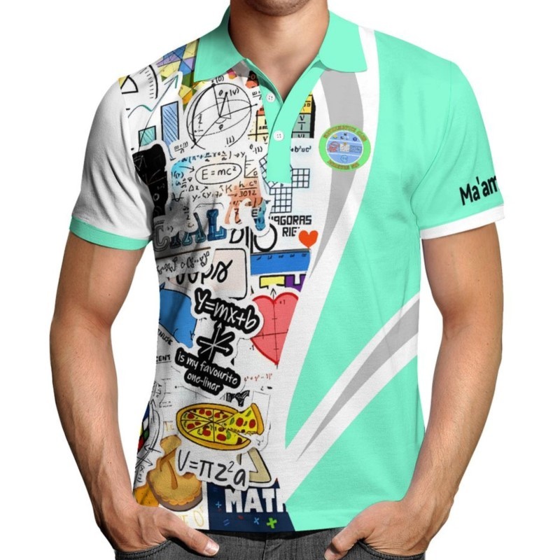 EXECUTIVE GEOMETRIC POLO - Laser 3D Name & Position Tag DIGITAL BLOCK Design | ผ้า ICE-COOL TECH 48H