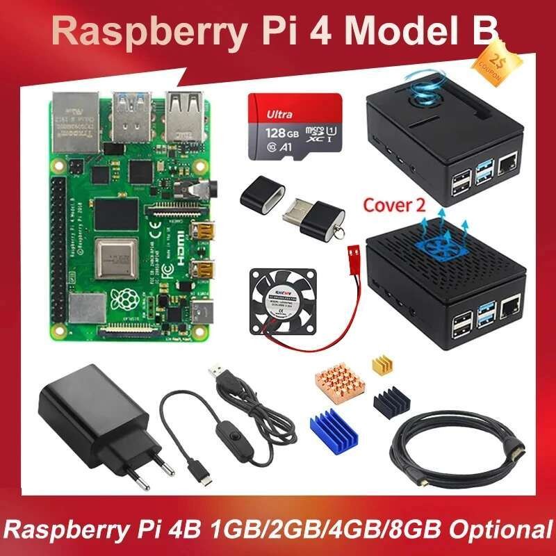 อย่างเป็นทางการ Raspberry Pi 4 8GB 4GB 2GB ชุดอะแดปเตอร์ ABS กรณี 32G 64G 128G เครื่องอ่านการ์ดความร
