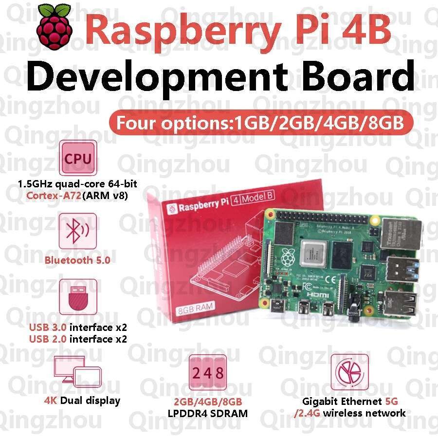 VN บอร์ดพัฒนา Raspberry Pi 4 อย่างเป็นทางการดั้งเดิมรุ่น B หรือ Kit 4b (G) RAM 1GB 2GB 4GB 8GB core 
