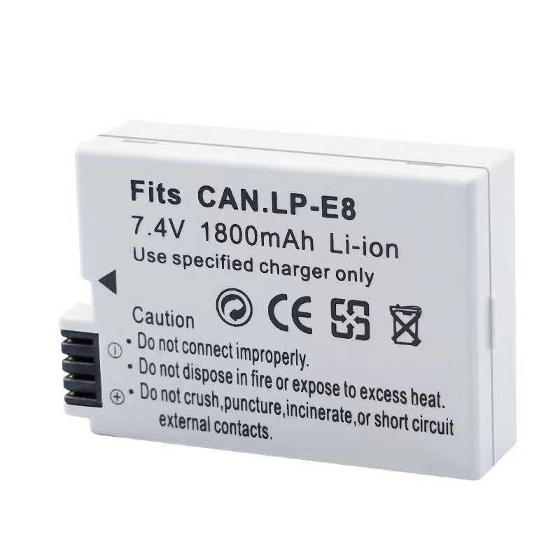 ▥ แบตเตอรี่กล้อง Lp-E8 5 แพ็ค 1800Mah สำหรับ Canon EOS 550D 600D 650D 700D