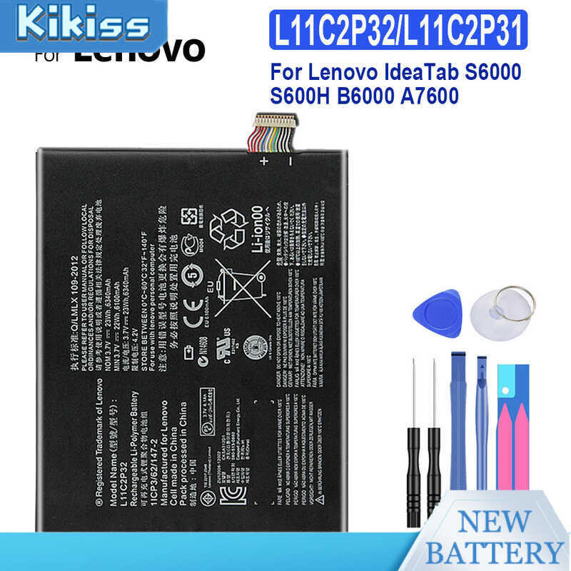 L12D2P31 L11C2P31 6100mAh Battery For Lenovo L11C2P32 Idea tab S6000-F S600H A7600