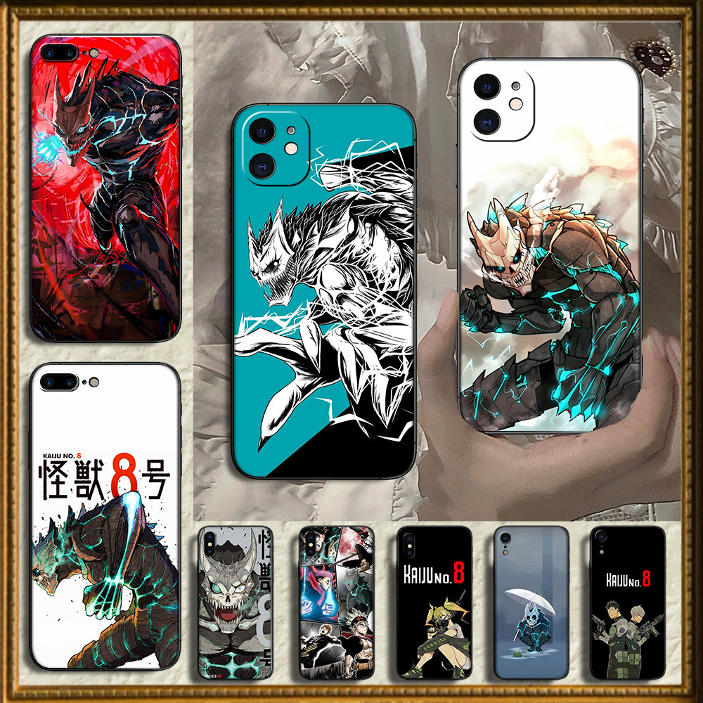 เคส TPU สีดําแบบนุ่มสําหรับ iPhone XS 11 16 Plus Pro Max 38NG kaiju no 8 ปลอก